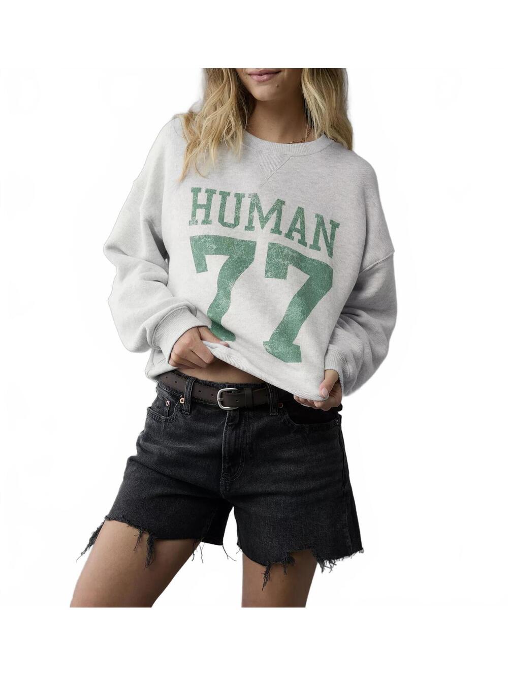 AE Relaxed Fit Pride Graphic Sweatshirt American Eagle NWT Light Heather Gray L